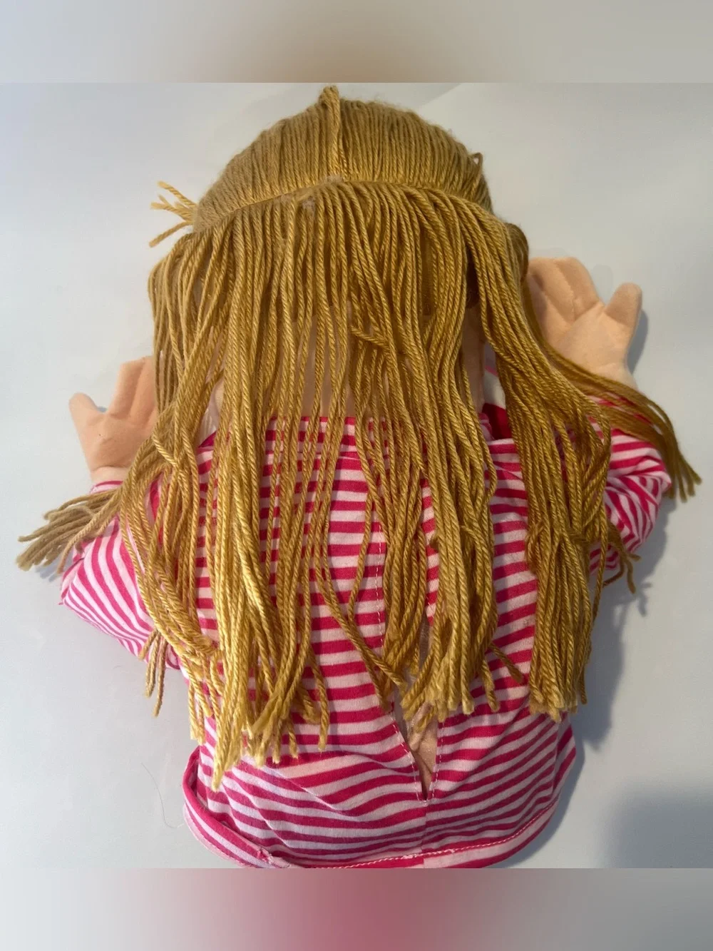 SILLY PUPPETS Girl Hand Puppet - Clothes Blonde Hair Green Eyes Pretend Play